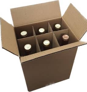 cutie carton natur cu separator pentru transport 6 sticle vin